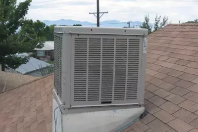 evaporative cooler on a roof